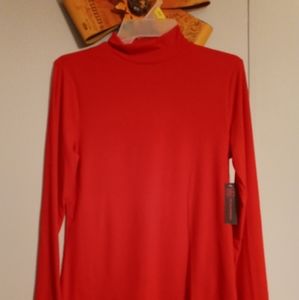 Red Mockneck Blouse NWT